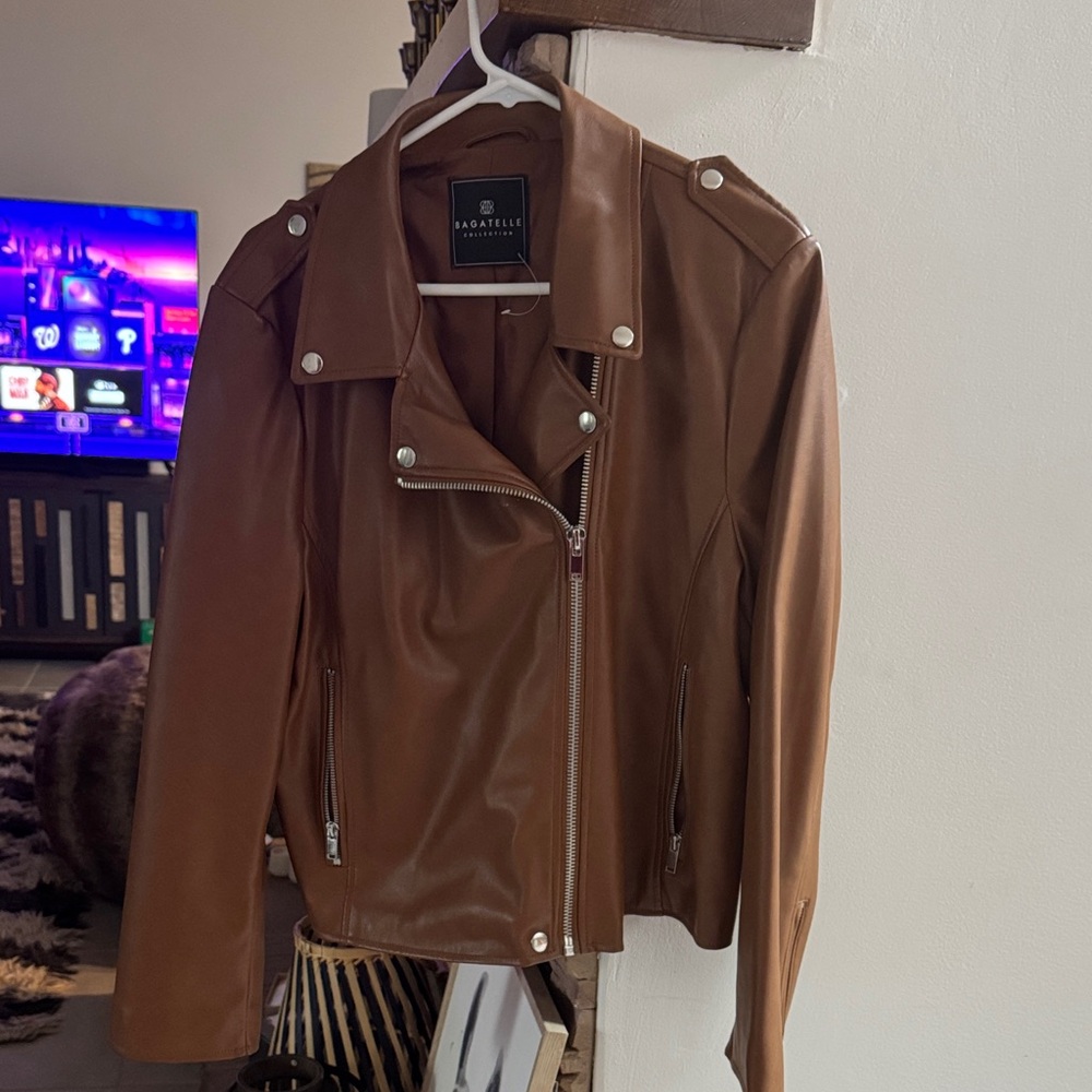 Bagatelle Tan Leather Biker Jacket